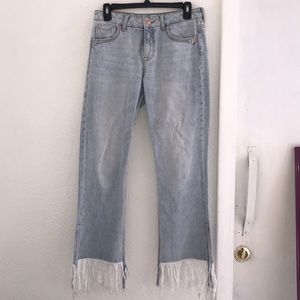 Blue fringe jeans
